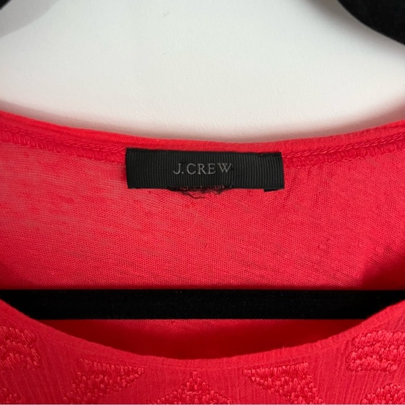 🌿 J.Crew Red Embroidered Front Linen Tee - Size S - Picture 7 of 8